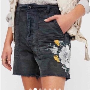Free People Camo Scout Raw Hem Shorts